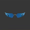 Fashionable Blue Wing Shaped Sunglasses With Unique Design And Reflective Lenses