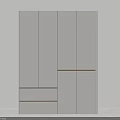 Modern Light Gray Wardrobe With Sleek Surface Multiple Doors And Drawers