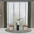 Modern Curtain Color Matching Curtain 3d model