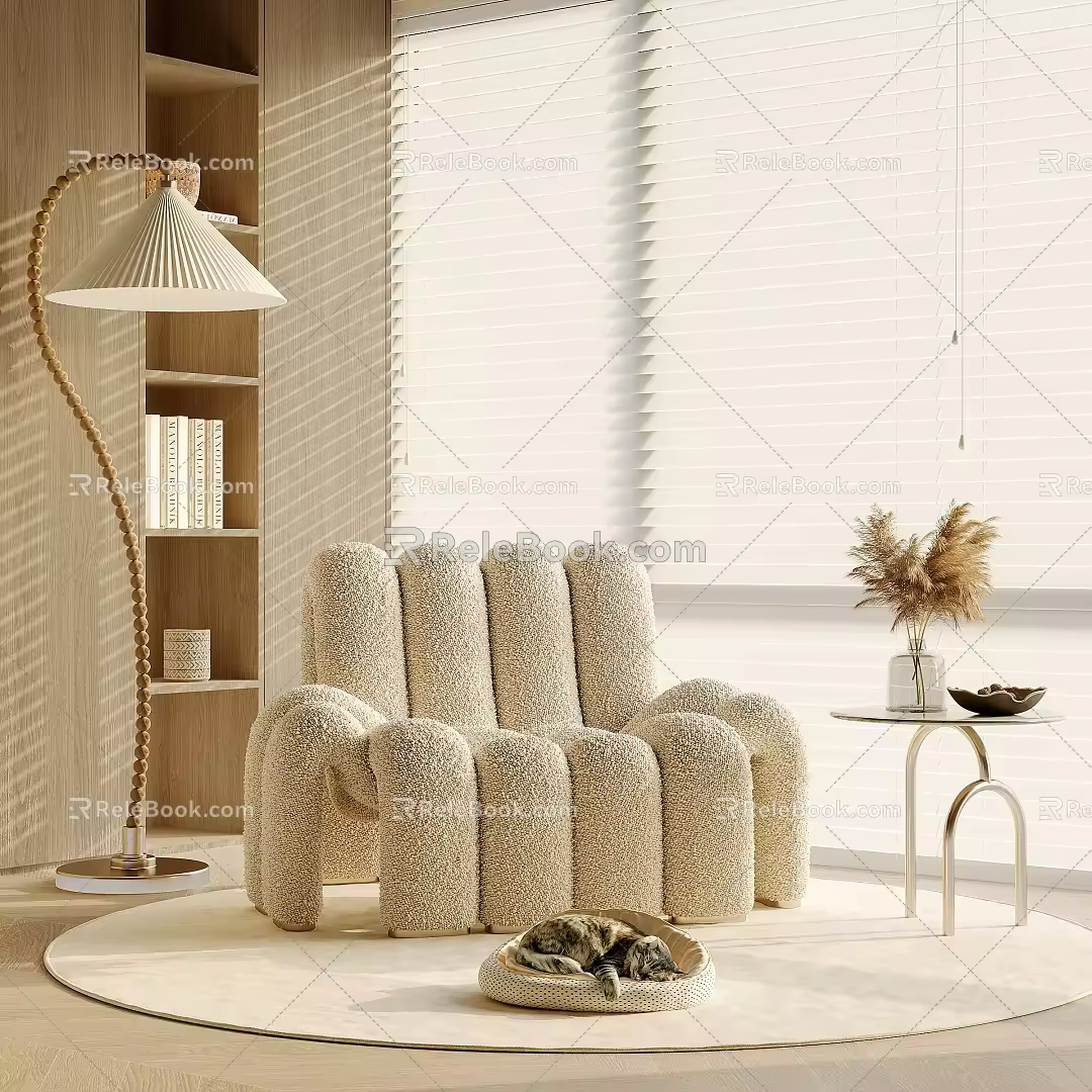 Lambskin single sofa 3d model