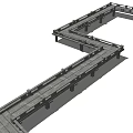 Scenic Gray Wooden Landscape Bridge With Zigzag Design For Outdoor Garden Walkway