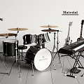 Quality Musical Instruments and Art Material Collection With Drum Set Guitar Keyboard and Microphone Stand
