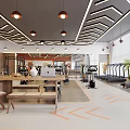 Modern Gym Interior With Spin Bikes And Various Fitness Equipment