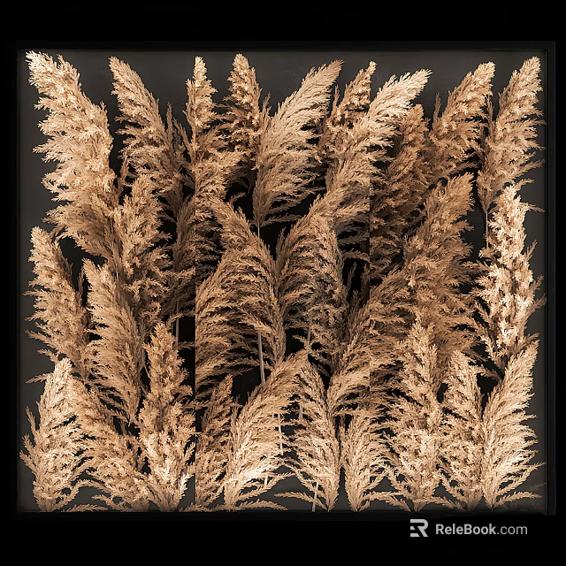 Elegant Feathery Brown Dried Flowers Arrangement in Vase for Modern Home Decor 3d model 