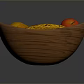 Wooden Fruit Bowl With Bananas Pears And Red Apple For Home Use