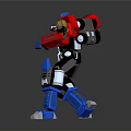 Red And Blue Train Robot With White Black Accents In Dynamic Stance