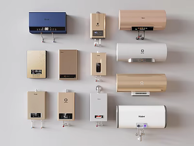 Wall Mounted Household Water Heaters in Various Colors and Modern Styles 3d model