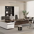 Modern Office Interior With Wooden Desk Ergonomic Chair Sofa Potted Plant And Window Blinds