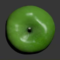 Fresh Juicy Green Apple With Stem And Smooth Shiny Surface On Gray Background