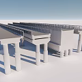 3D Bridge Model Featuring Concrete Piers and Deck Structure Design 3d model