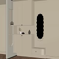 Modern White Shoe Cabinet with Built-in Light and Mirror in Minimalist Entryway Design