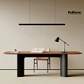 Modern Minimalist Wooden Office Desk And Chair Combination For Elegant Comfortable Home Office Space
