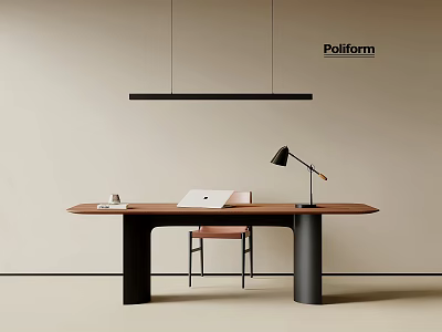 Modern Minimalist Wooden Office Desk And Chair Combination For Elegant Comfortable Home Office Space 3d model