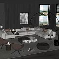 Modern Sofa Coffee Table Set With Beige Sofa Marble Top Table Accent Chairs And Rug