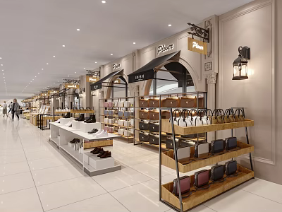 Fashion Shoes And Bags Store With Bright Interior And Organized Display Shelves 3d model