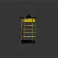 Yellow Tower Structure On Platform With Ground Stripes And Tracks
