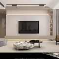 Modern Living Dining Room Interior With Large Windows City View Beige Sofa And Rug