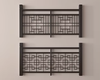 New Chinese Fence Guardrail Wrought Iron Railing Stair Guardrail 3d model