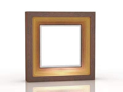 Modern Minimalist Square Ceiling Light with Wooden Frame Dark Brown Gold Multi Layer White Light 3d model