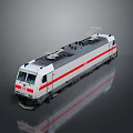 Modern Electric Train Model With White Red Stripes And Pantograph On Top 3d model