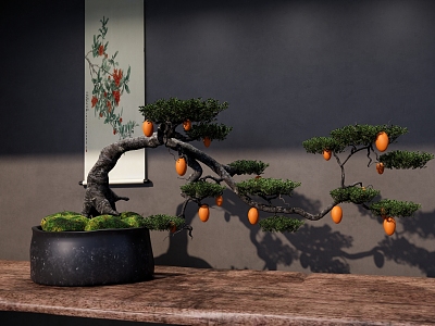 kumquat bonsai golden marbles bonsai plant landscaping vase floral decoration model