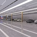 Modern Parking Garage With Luxury Cars Gold Pillars And Bright Lighting