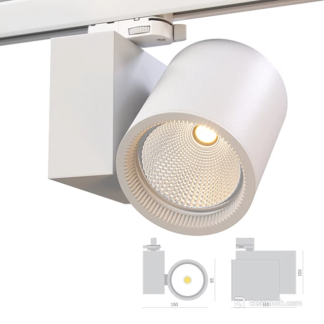 Modern White Downlight Spotlight With LED Light Source And Textured Illumination Cover 3d model