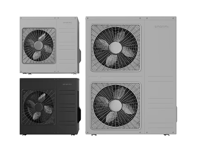 Air Conditioner Fans Outdoor Units In Various Styles And Colors 3d model