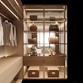 Modern Wardrobe Interior Design With Glass Doors Hanging Clothes Bags And Shoes