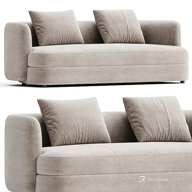 Modern Light Beige Fabric Sectional Sofa With Plush Cushions And Sleek Comfortable Design 3d model 
