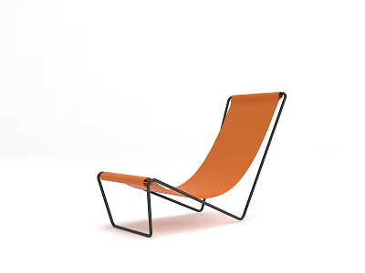 Modern Orange Lounge Chair With Black Metal Frame And Comfortable Fabric 3d model