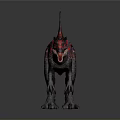 Detailed Vibrant Dinosaur With Red Spines Purple Body Open Mouth 3D Render