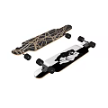 Fitness Skateboard with Black Gold Patterns White Deck Cartoon Graphic Brown Wheels and Metal Trucks