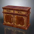 Classic Solid Wood Entryway Side Cabinet With Gold Accents Carved Details And Storage Drawers Doors