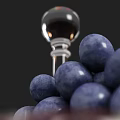 Transparent Two Tier Glass Fruit Tray With Red Apples And Purple Grapes