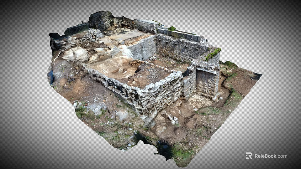Ancient Ruins Site Featuring Stone Walls Stone Blocks And Foundation Structure 3d model 