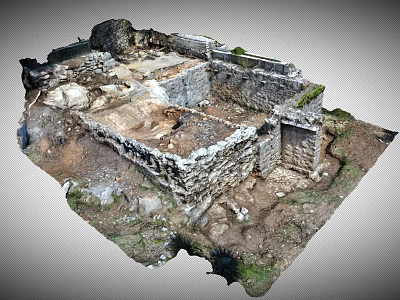 Ancient Ruins Site Featuring Stone Walls Stone Blocks And Foundation Structure 3d model