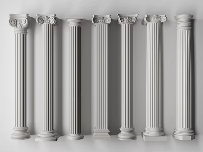 Classical Roman Columns Featuring Various Styles And Decorative Architectural Details 3d model