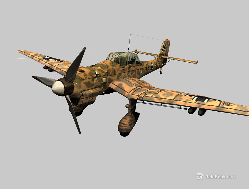 Camouflage Painted Propeller Passenger Aircraft With Twin Wings And Fuselage Number 3d model 