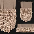 Elegant Layered Ruffled Curtains with Fringed Edges in Beige Fabric Design