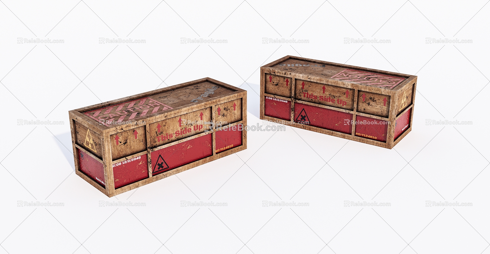 Old wooden box 3d model