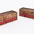 Vintage Wooden Boxes With Red Drawers And Warning Signs Design