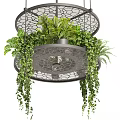 Multi Tiered Hanging Rack with Lush Green Potted Plants for Indoor Decor