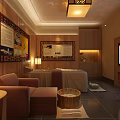 Relaxing SPA Sauna Interior With Wooden Decor Massage Beds TV And Cozy Sofa
