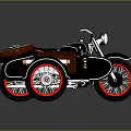 Vintage Style Sidecar Motorcycle With Red Wheels And Leather Seats