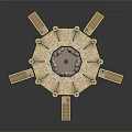 Ancient Ritual Circular Structure With Central Statue Group And Stepped Platforms