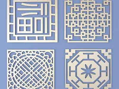 Traditional Chinese Lattice Windows Showcasing Diverse Ornate Patterns And Intricate Designs 3d model