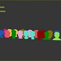 Cartoon Character Heads With Different Hairstyles And Facial Features Arranged In Row With Reflections