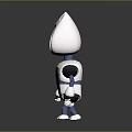 Cute Cat Ear Robot With White Body Green Eyes Standing On Gray Background