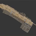 Industrial Scene Structure With Wooden Panels Metal Frame And Platform Base